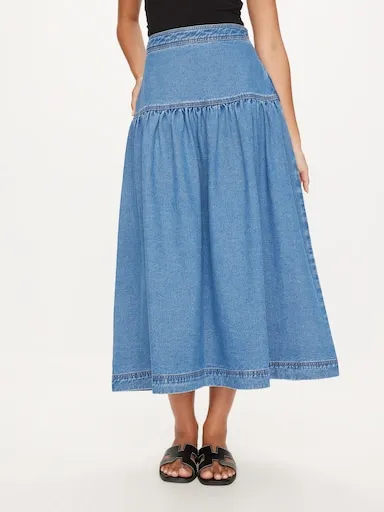 Paris Denim Midi Skirt