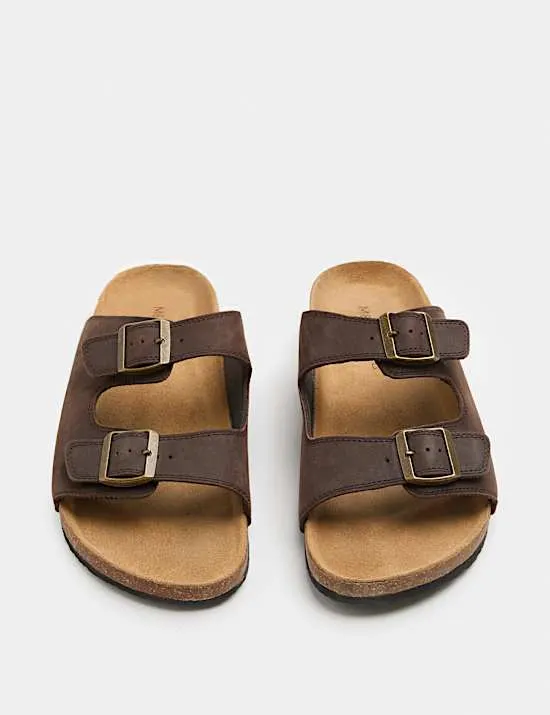 Slipper-Sandalen aus Leder