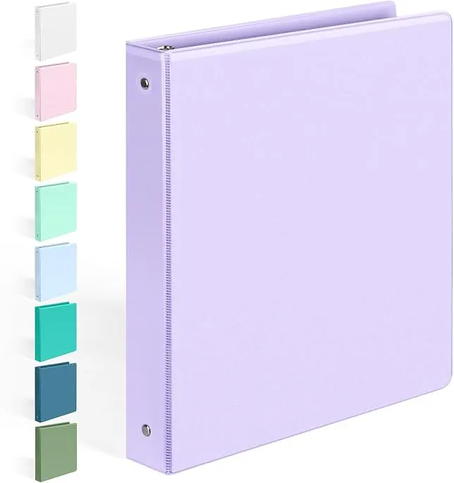 BinderX 3 Ring Binder 1 Inch, 1" Clear View Binder, Lavender, Letter Size | Extra Durable, PVC-Free, Customizable, Interior Pockets, 175…
