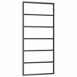 vidaXL puerta corredera esg vidrio y aluminio negra 90x205 cm