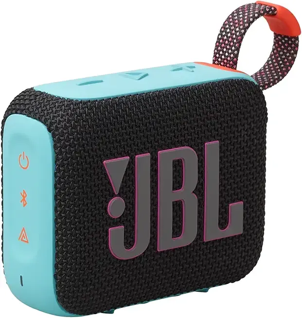 JBL Go 4 - Ultra-Portable, Waterproof and Dustproof Bluetooth Speaker, Big Pro Sound with Punchy bass, 7-Hour Built-in Battery, Made in Part with Recycled Materials (Black & Orange)