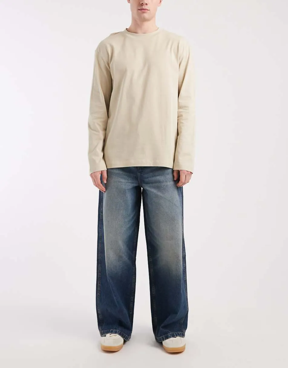 ASOS DESIGN loose jeans in dark wash blue with tint