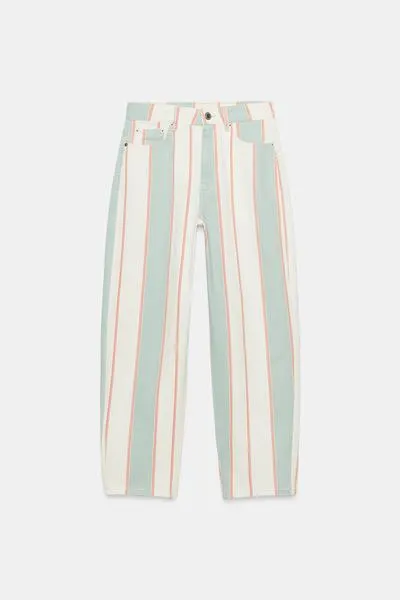 ZW COLLECTION MID-WAIST TAPERED STRIPED JEANS
