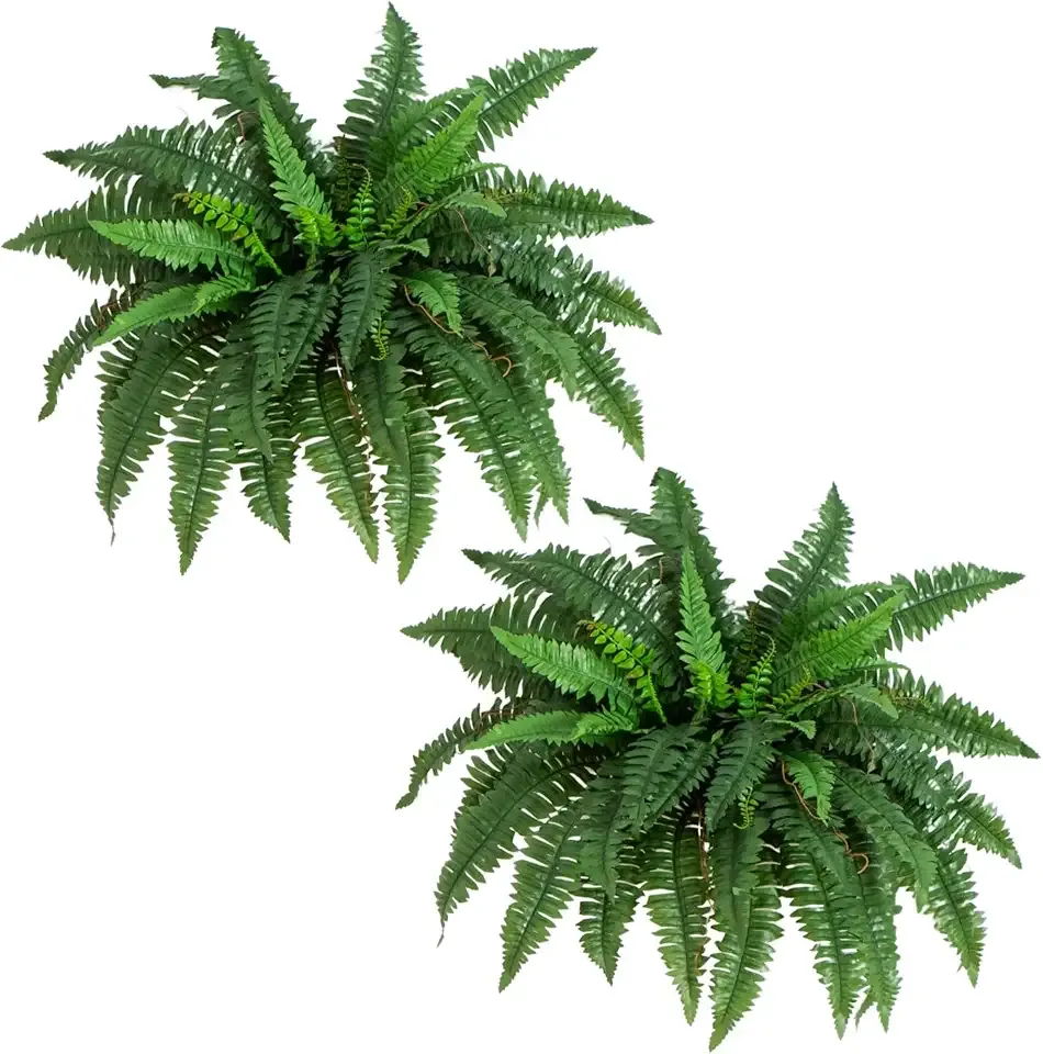 Nearly Natural 40in Hanging Artificial Fern Plant, Set of 2 - Realistic Silk Plant, Faux Greenery For Home Living Room Decor Natural Look Low Maintenance