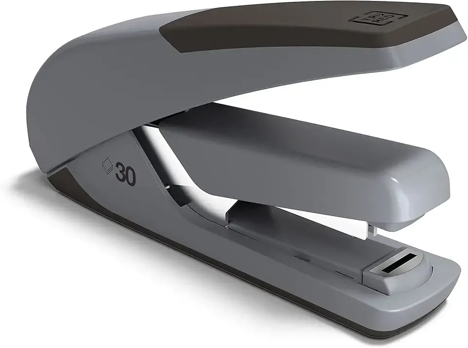 TRU RED One‑Touch DX‑4 Desktop Stapler, 30‑Sheet Capacity, Black/Gray – Low‑Force Stapler with Non‑Slip Grip