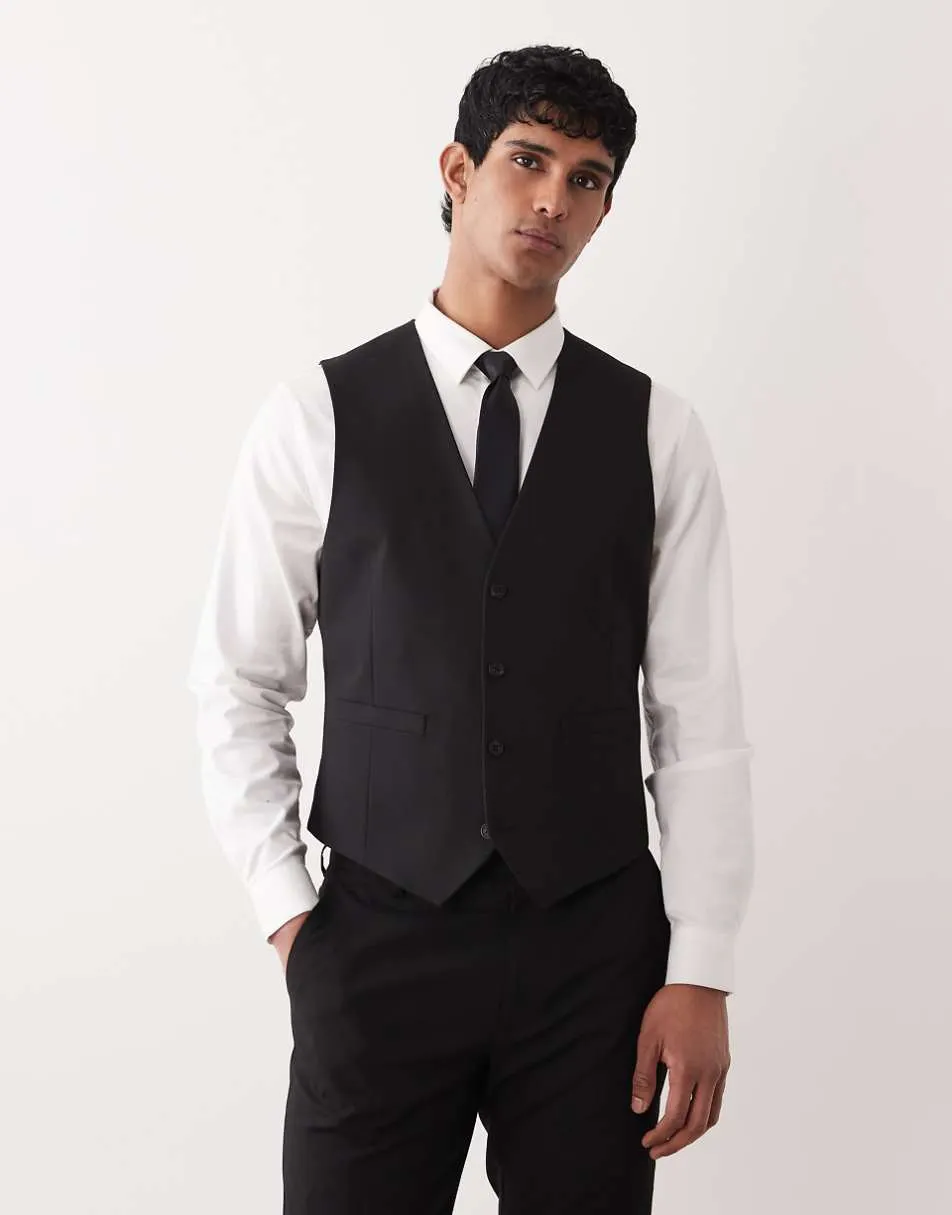ASOS DESIGN slim suit waistcoat in black