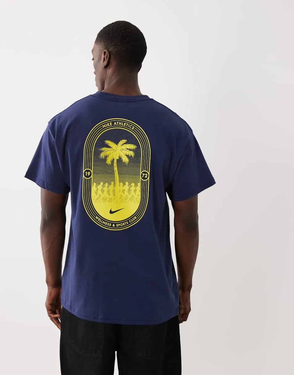 Nike palm tree back print logo oversized t-shirt in navy