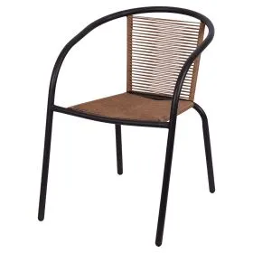 Sedia con braccioli effetto rattan, struttura in ferro, Elba Esté