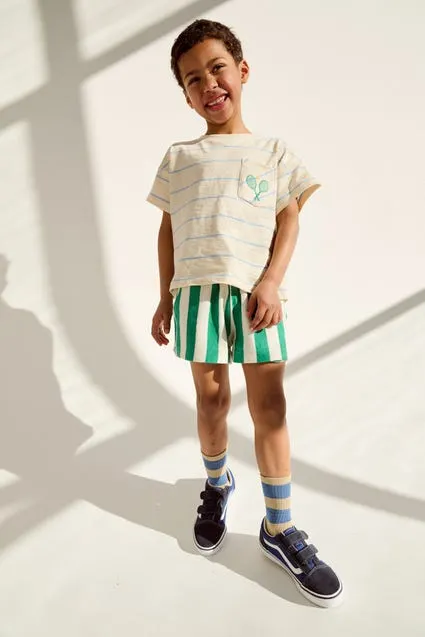 Kids short met strepen en striklint