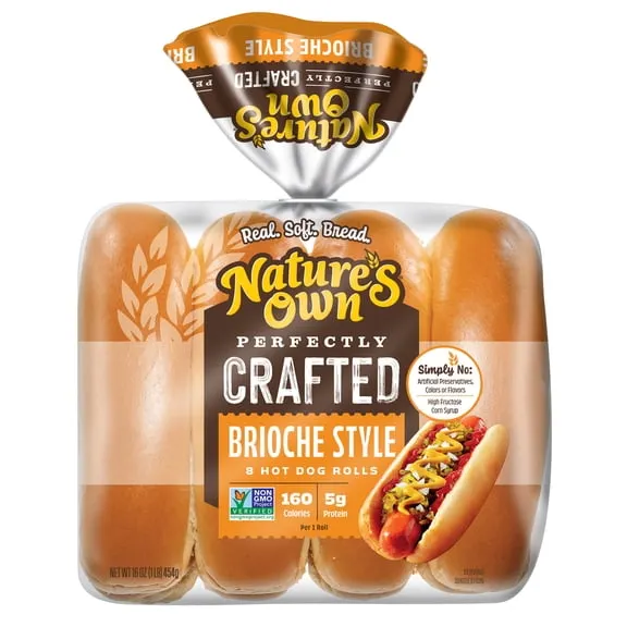 Best seller Nature's Own Perfectly Crafted Brioche Style Hot Dog Rolls, Non-GMO Hot Dog Buns, 8 Count $3.97 24.8 ¢/oz