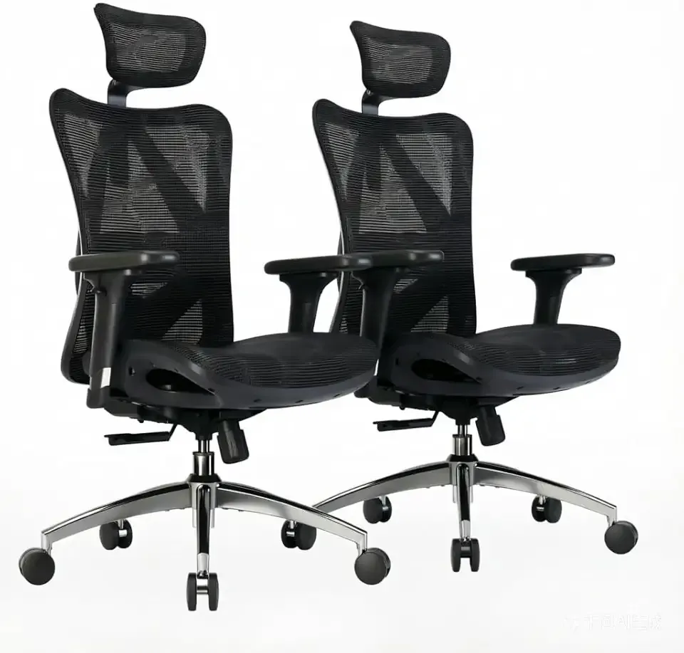 SIHOO M57 Ergonomic Mesh Office Chair, High Back Home Desk Chair with 3D Armrests, Lumbar Support and Adjustable Headrest, Comfortable Computer Chair, Office Chair Hold 330 LBS-2 Packs-Black