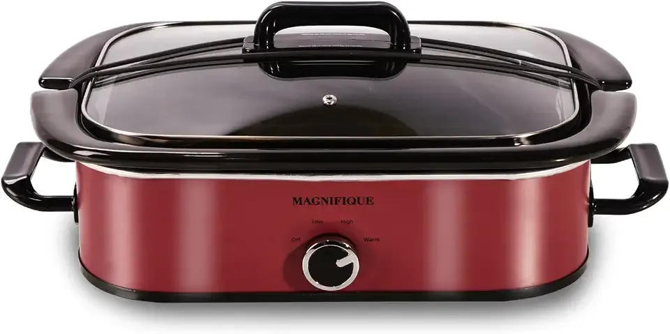 4-Quart Slow Cooker with Casserole Manual Warm Setting - Perfect Kitchen Small Appliance for Family Dinners, Dishwasher Safe Crock, Red