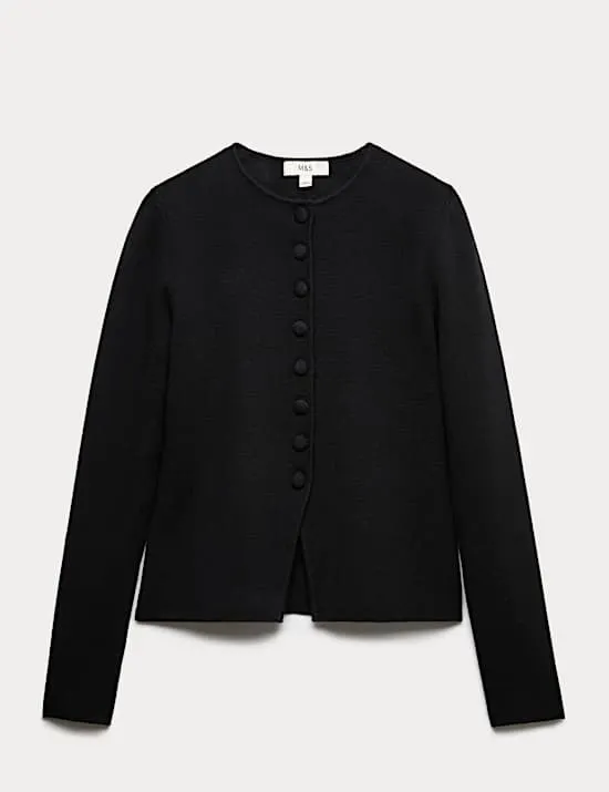 Cotton Rich Slim Fit Knitted Jacket