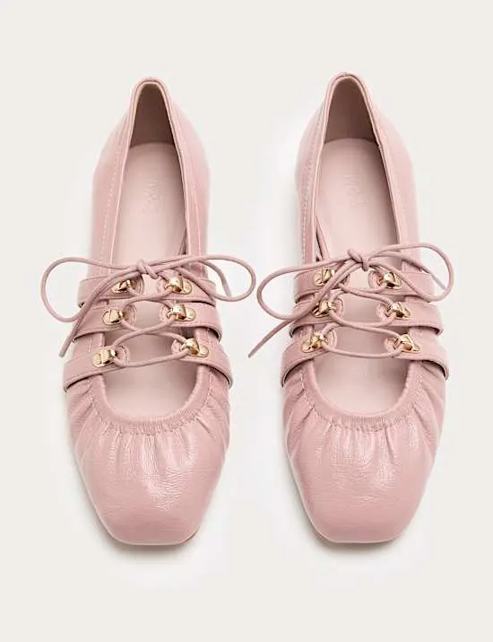 Lace Up Flat Ballet Pumps