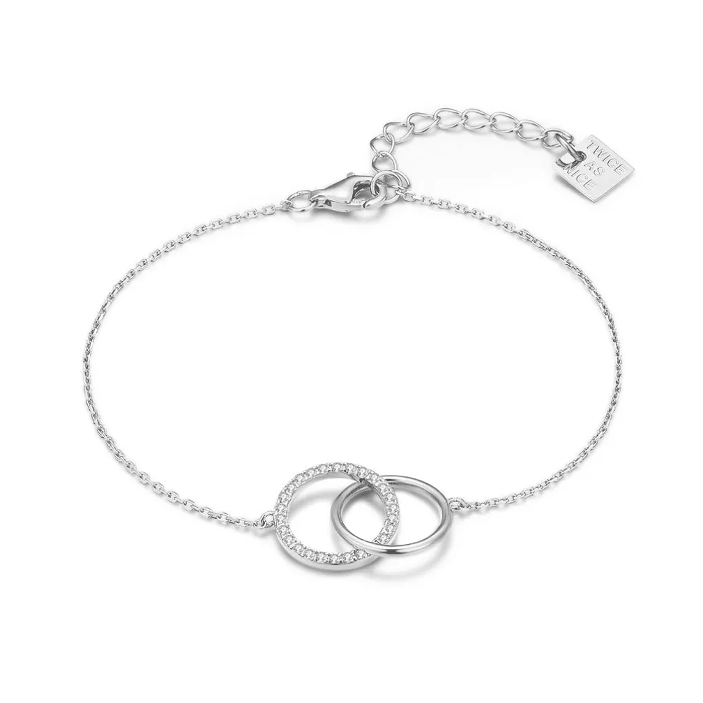 Armband in zilver, schakels met zirkonia
