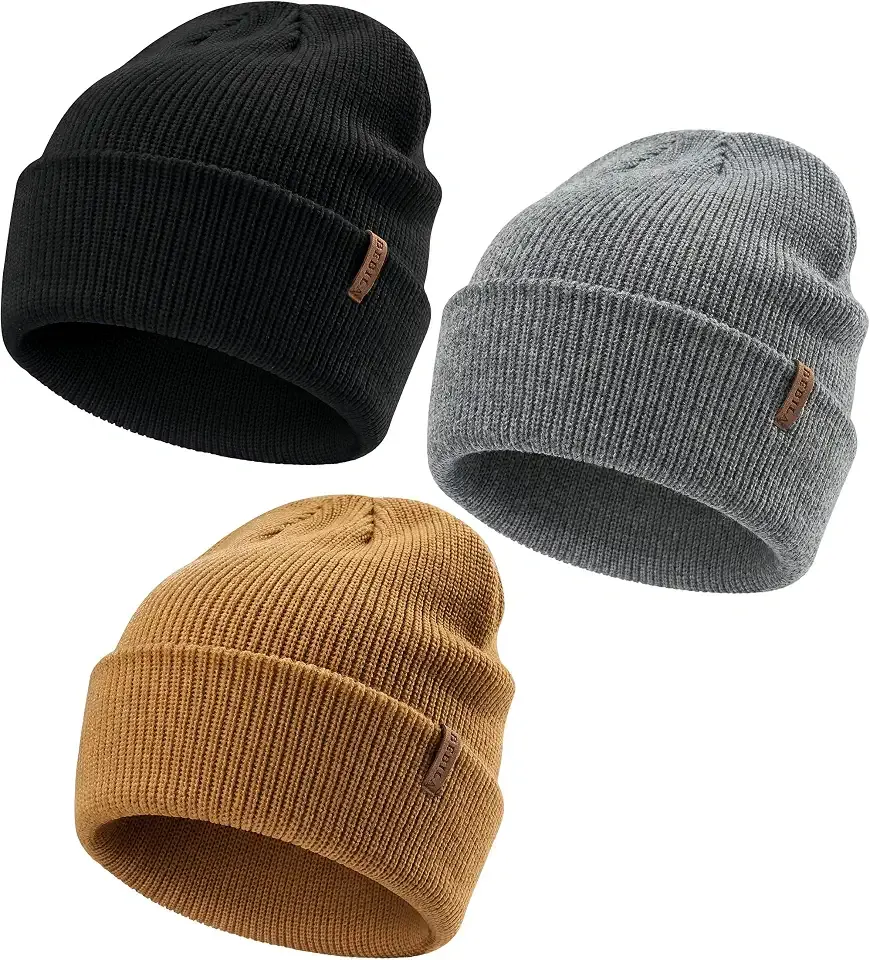3 Pack Beanie for Men Women, Thermal Winter Knit Hats for Cold Weather