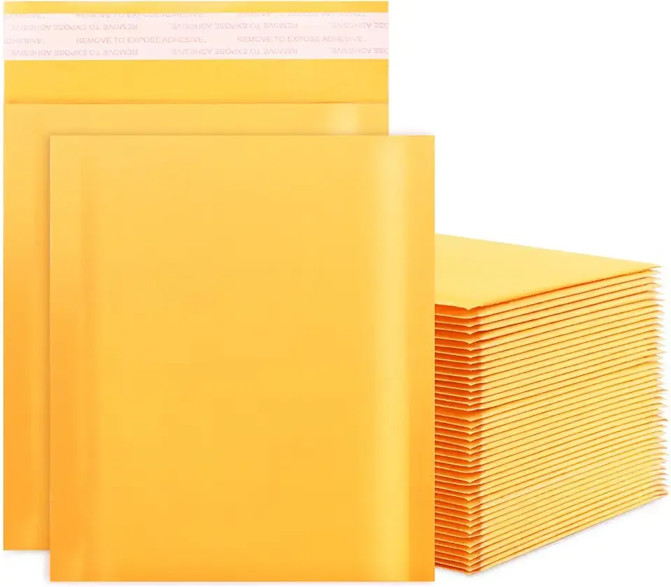 Kraft Bubble Mailers 6x10 Inch 50Pack Yellow Self-Seal Padded Envelopes Bubble Opaque Padded Mailers Shipping Bags for Small Businesses to Package and Mail Jewelry, Electronic Products