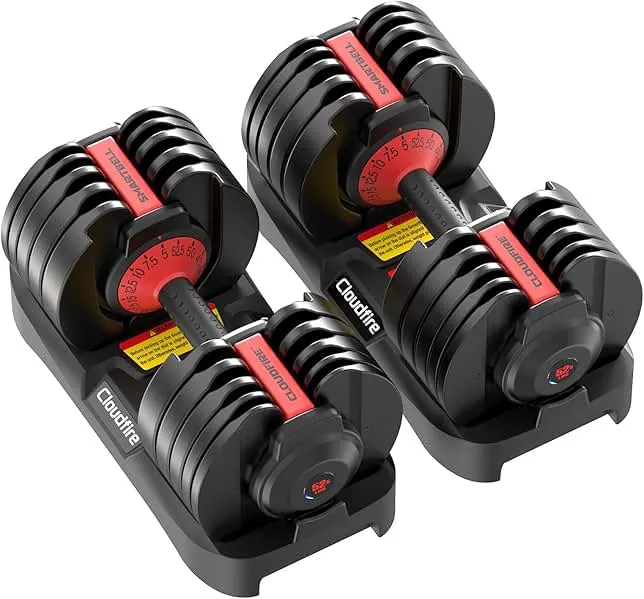 Upgraded Adjustable Dumbbell Set of 2 (52.5 lbs/25 lbs), 15/9 Weights Dumbbell Set, Quick Adjustable Dumbbells For Men and Women Home Gym Workout with Anti-Slip Handle, Safe and No Falling