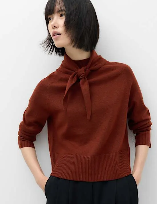 Stehkragenpullover aus Air-Yarn mit Bindung