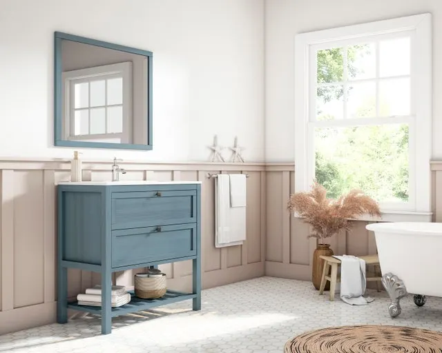 Mueble de baño con lavabo Vintage azul 80x45 cm