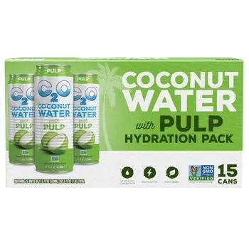 C2O Coconut Water Hydration Pack with Pulp, Original, 17.5 fl oz, 15-count