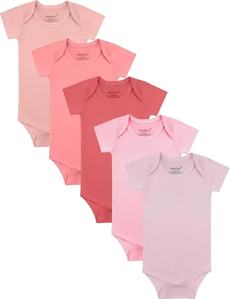Baby Solid Bodysuit - Short Sleeve Long Sleeve 5-Pack