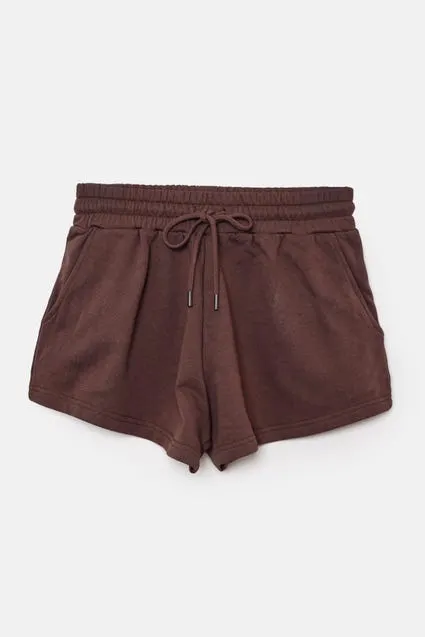 Loungewear washed short met striklint