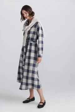Vestido midi camisero cuadros