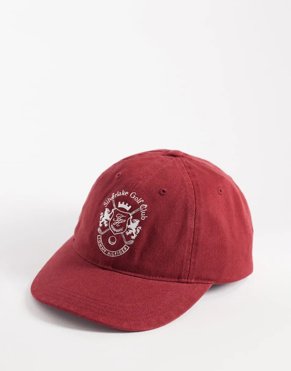 Tommy Hilfiger washed cotton crest logo cap in red
