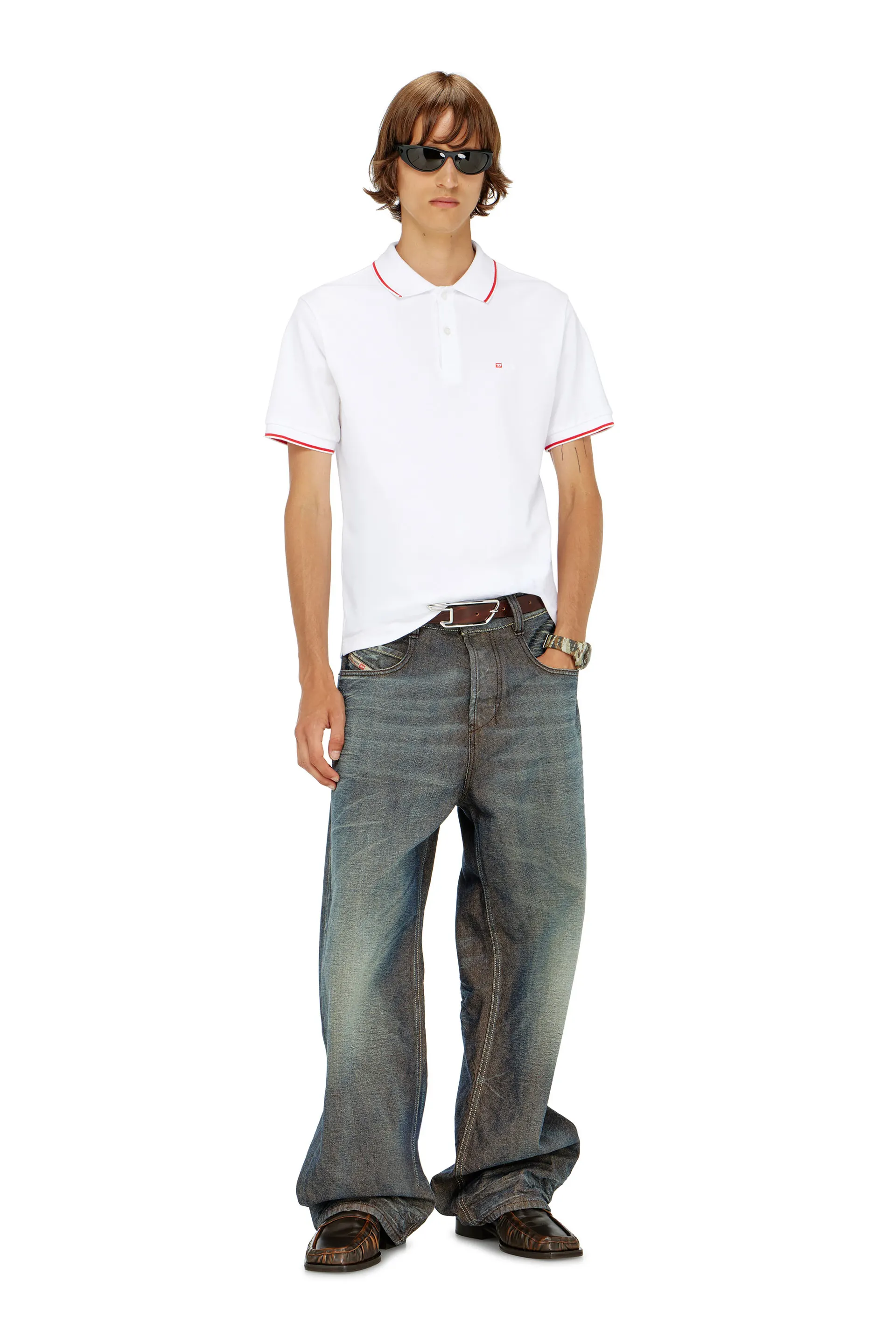 Polo shirt with micro Diesel embroidery
