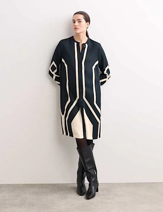Geometric Knee Length Shirt Dress