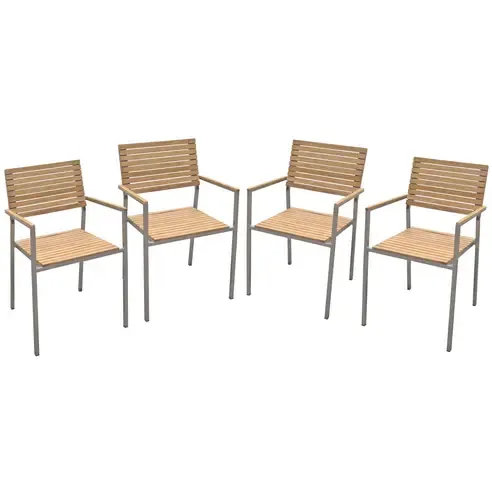 4er-Set Stapelstuhl DENVER - Teak massiv - stapelbar
