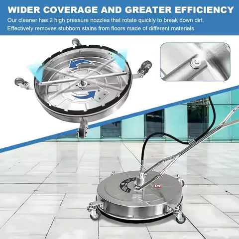 4 Wheel & Dual Handle Pressure Washer Surface Cleaner, 20"/24"/30" Powerful Washing Cleaner for Concrete, Driveways, Sidewalks