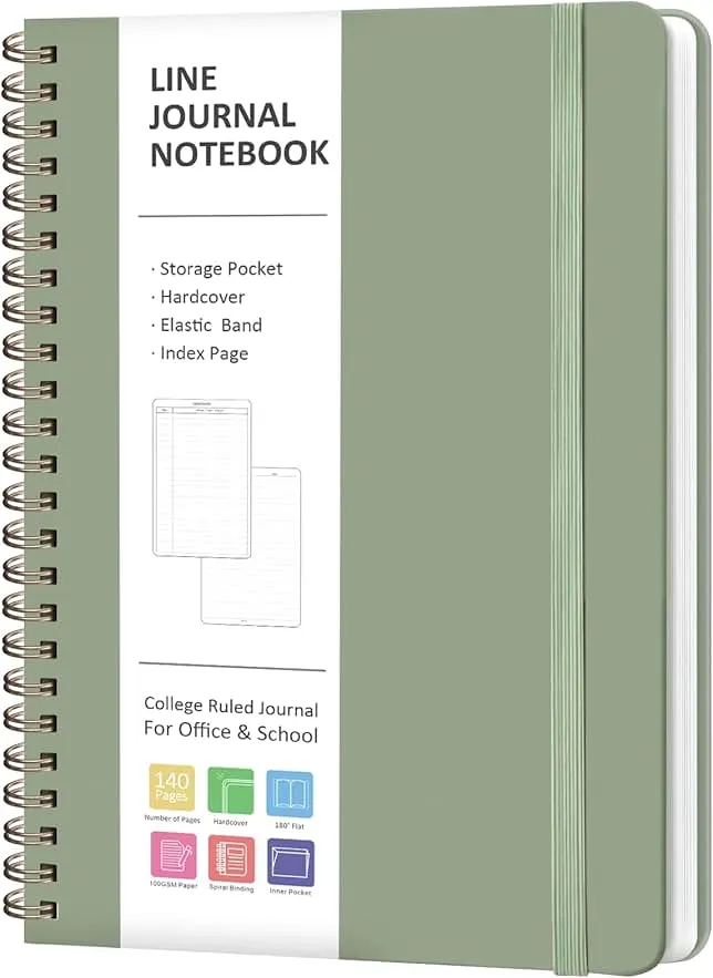 VALOME Journaling Notebooks, A5 Lined Spiral Notebook for Women & Men, 146 Pages College Ruled Hardcover Note Book for Work, Note Taking, Journaling,…