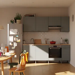 Cocina en kit Eleki gris 4 módulos altos + 4 bajos L.220 x H.217 x P.58 cm