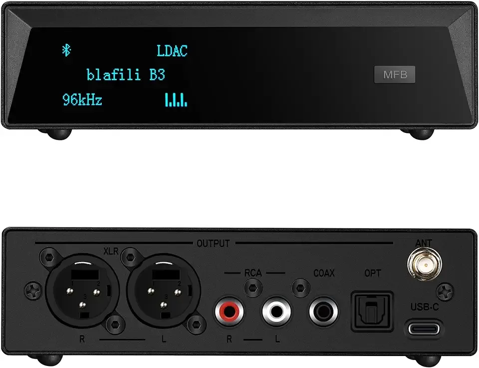 B3 Professional XLR Bluetooth v5.1 Music Receiver, LDAC & aptX HD Streamer, Built-in ESS DAC, Analog RCA, Digital Optical and COAXIAL Outputs, for Audio Mixer, DJ Speakers & PA System