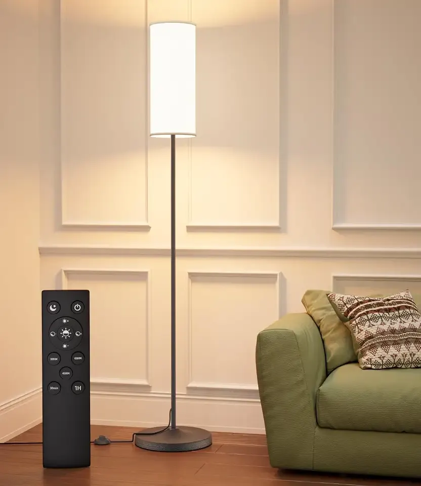 USTO Dimmable Floor Standing Tall Lamp, 12W Led Bulb, Ink Black