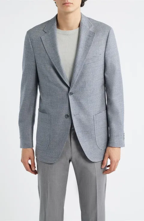 Peter Millar Hyperlight Soft Grey Houndstooth Check Wool & Linen Blend Sport Coat