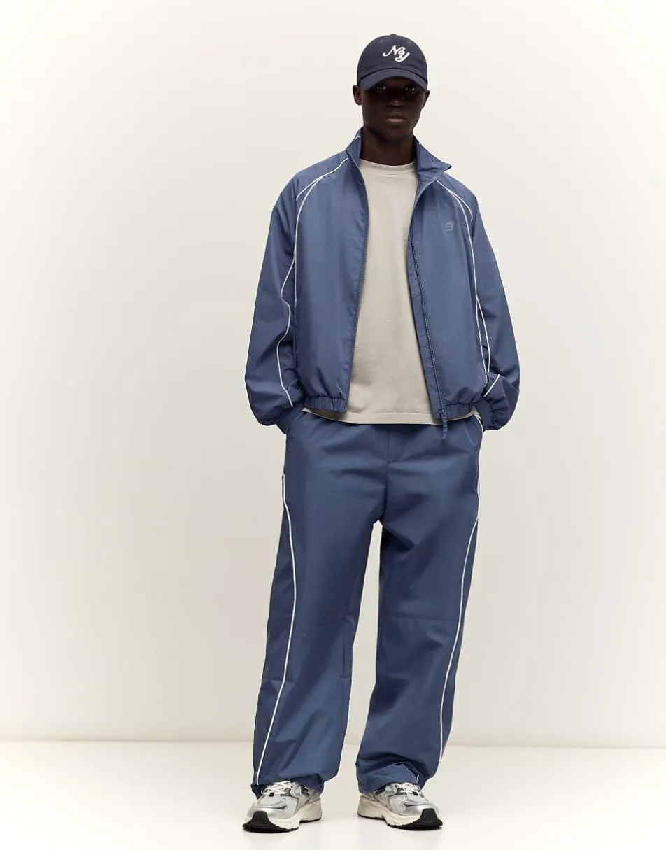 Bershka Technical baggy trousers in denim blue