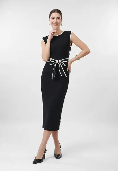 STRAIGHT MIDI - Jerseykjole - black