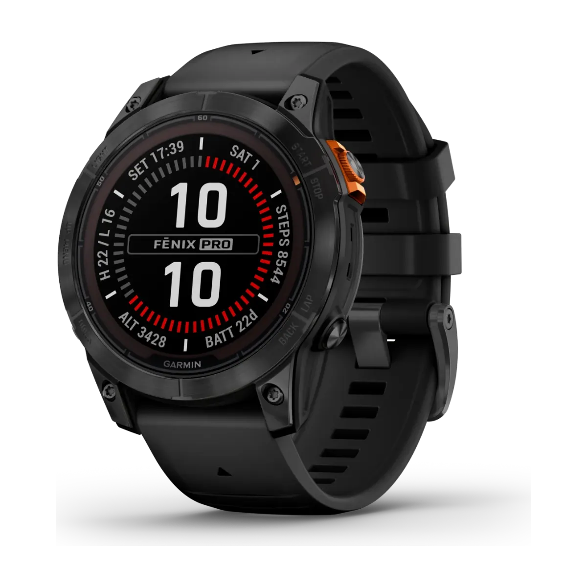 Garmin Fenix 7 Pro Solar GPS-smartklokke, grå stål/svart silikonbånd