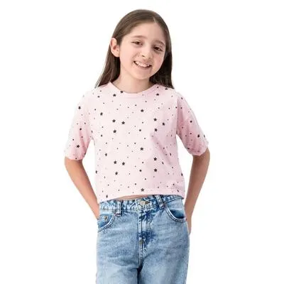 Playera Fantastic Niña Manga 3/4 De Estrellas