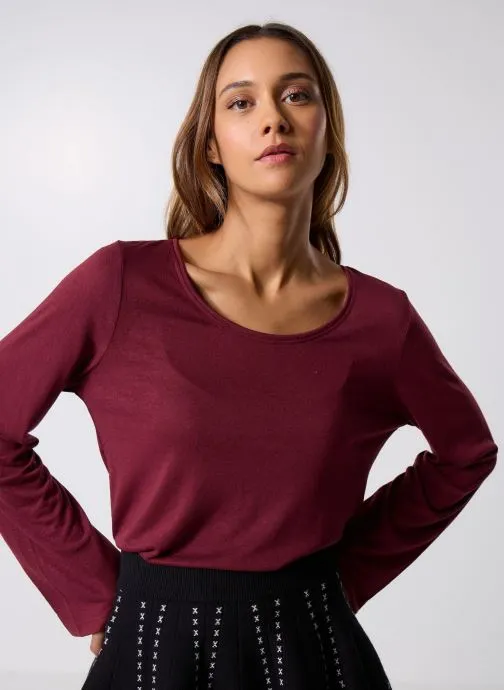 T-shirts met lange mouwen Pcsophie Ls U-Neck Tee Jrs Bc dames bordeaux
