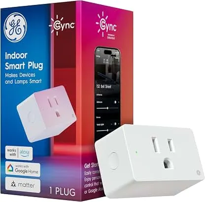 GE Cync Smart Plug, WiFi Outlet, Matter, Works Alexa &…