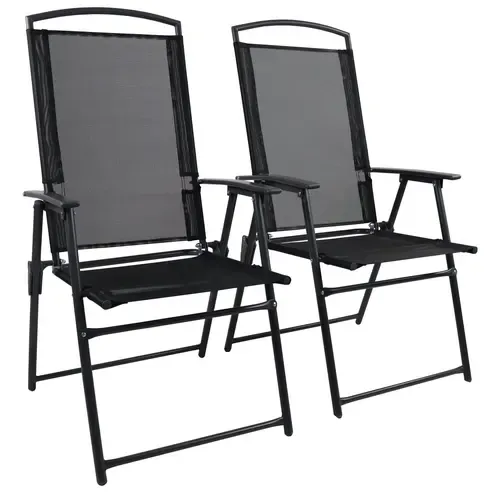 2er-Set Gartenstuhl - anthrazit - Metall - klappbar - 105 cm