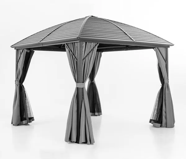 Garten Pavillon "Basti" aus Stahl, ca. 300 x 360 x 285 cm - Anthrazit