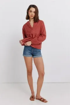 Blusa manga larga bordada