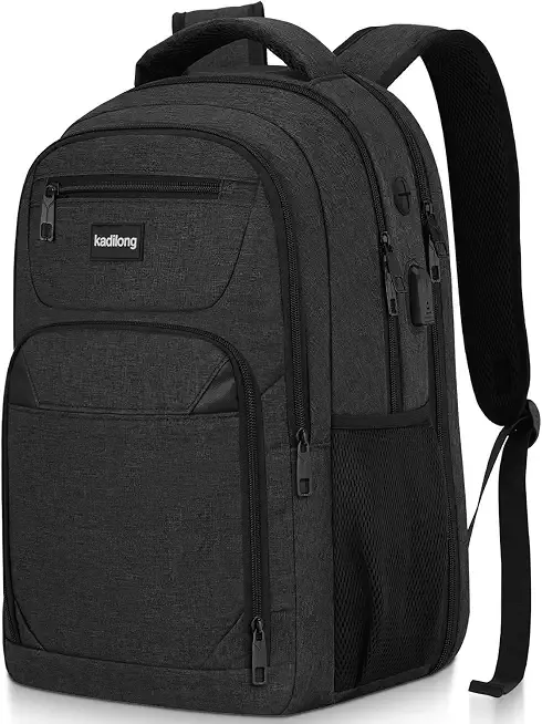 kadilong Laptop Backpack for Men, School Bookbag Gift for Teens Boys Student High School,College Computer Bag Business Anti Theft Sturdy Back Pack with USB Charger Fits 15.6 Inch Notebook, Black