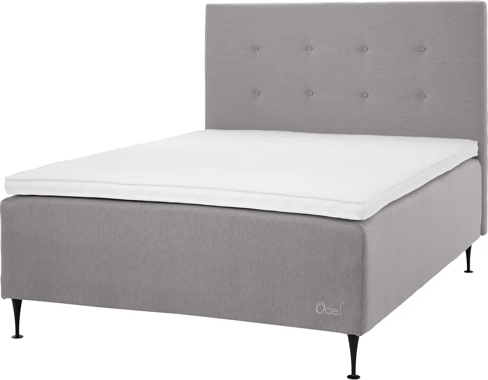 Odel® Foss kontinentalseng 160x200 Tekstil Dovre koks, 4 valgmuligheter i vendbar liggekomfort, inkludert Odel 35 overmadrass og sengeben