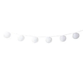 Slinger met 9 solar barok lampionnen - wit - 440 cm